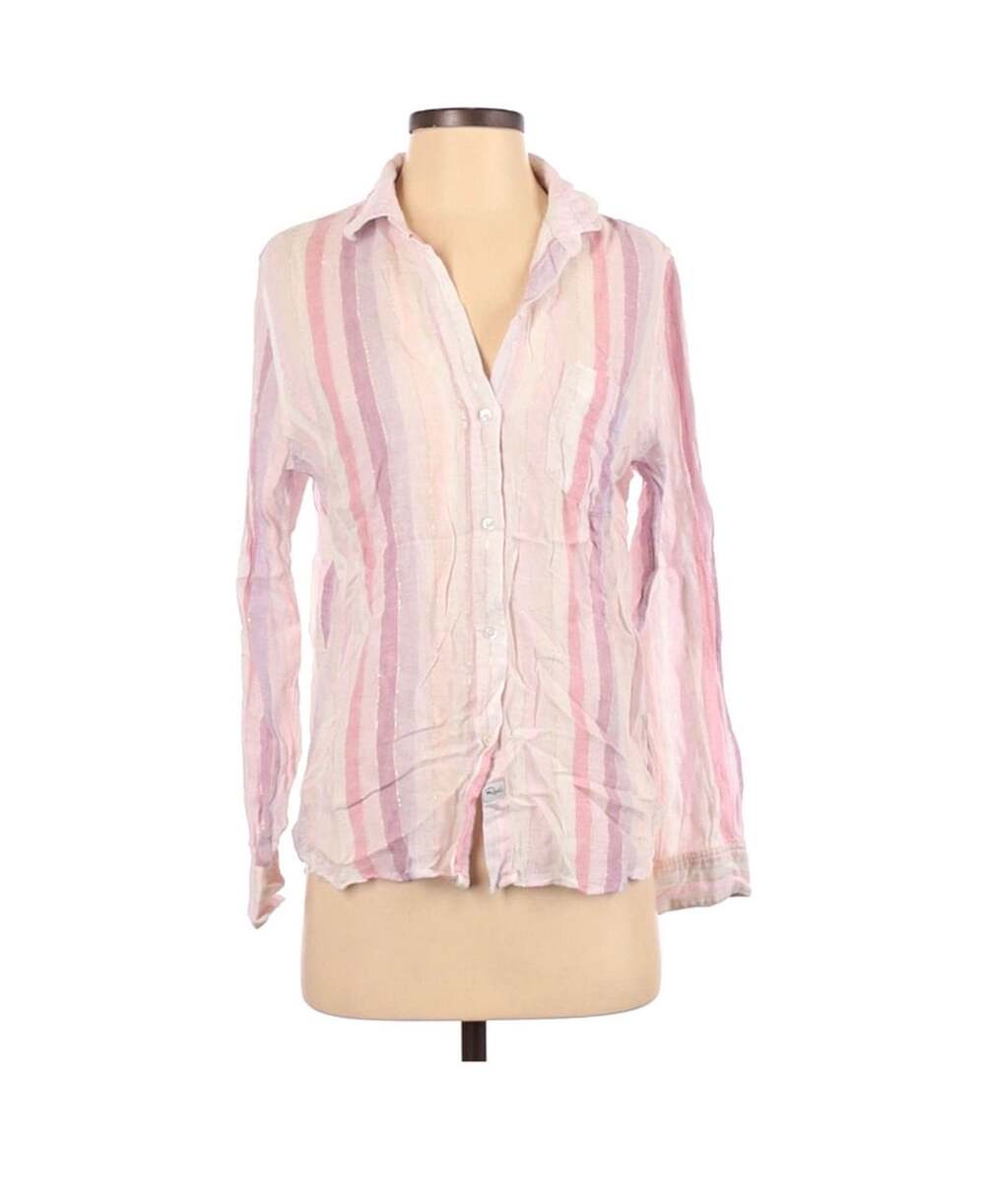 RAILS Charli, sahara stripe, button-up shirt, size Small linen pink women’s